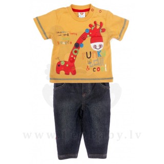 Cheeky Chimp Комплект джинсы + футболка Жираф желтая